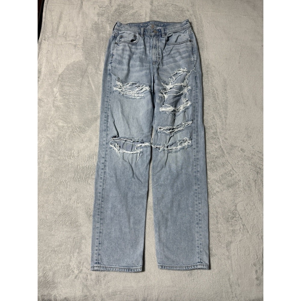 American Eagle‎ Jeans Womens 6 Highest Rise Baggy Straight Leg Blue 27x30.5